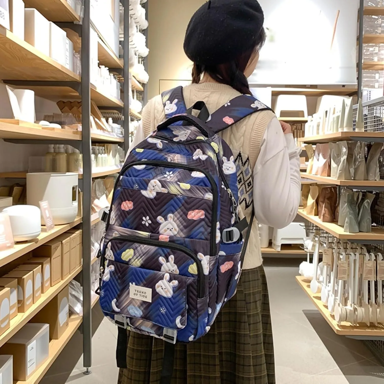 Teclado Kawaii Backpack 18.1 Inch Cute Bookbags Lightweight Laptop Bag Casual Travel Daypacks (Black)