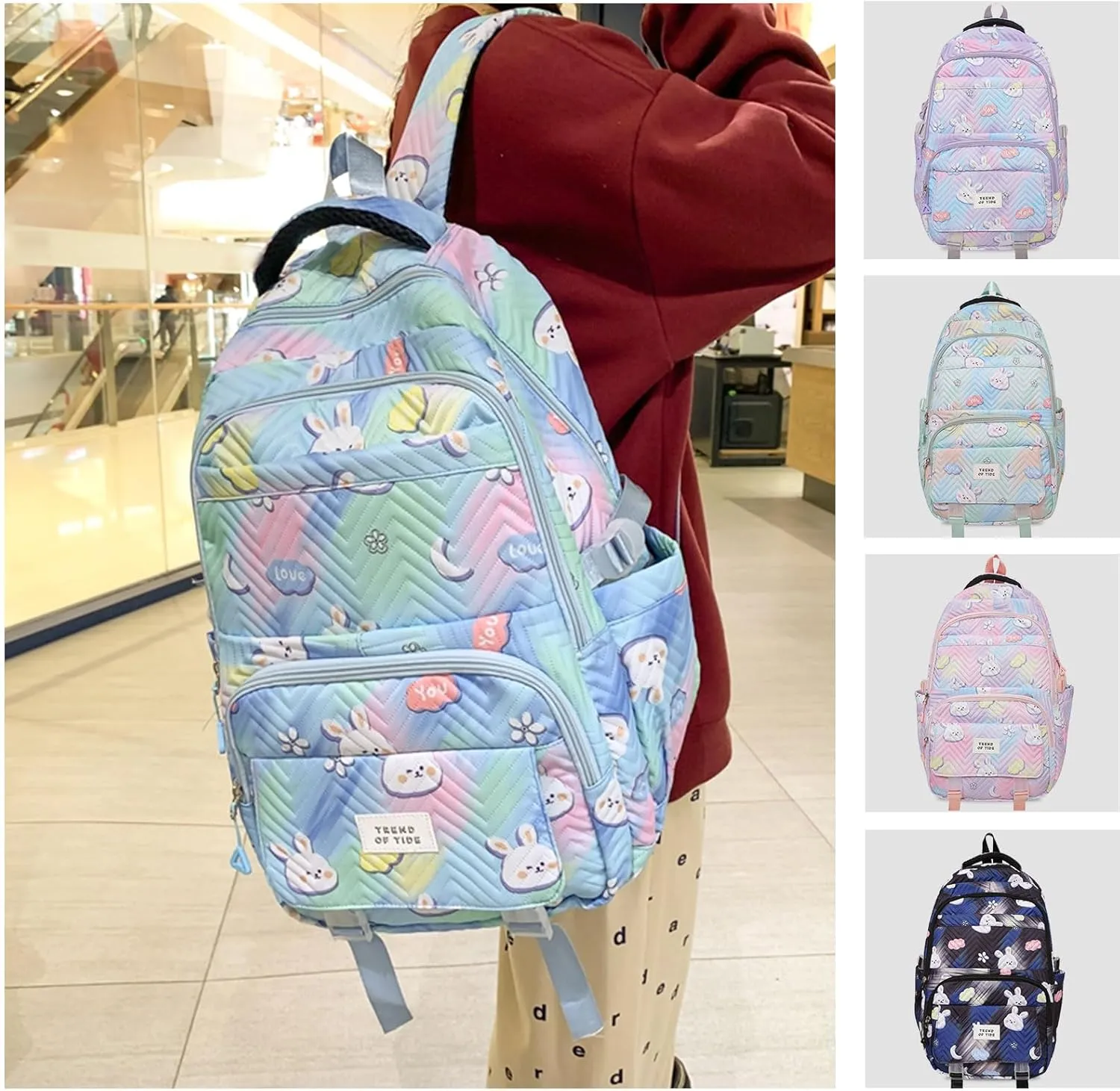 Teclado Kawaii Backpack 18.1 Inch Cute Bookbags Lightweight Laptop Bag Casual Travel Daypacks (Blue)