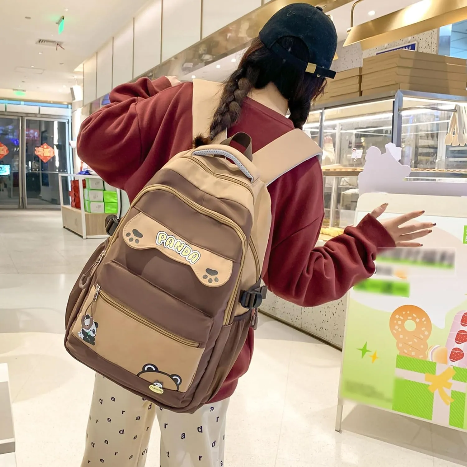 Teclado Kawaii Backpack 18.1 Inch Cute Bookbags Lightweight Laptop Bag Casual Travel Daypacks (Brown)