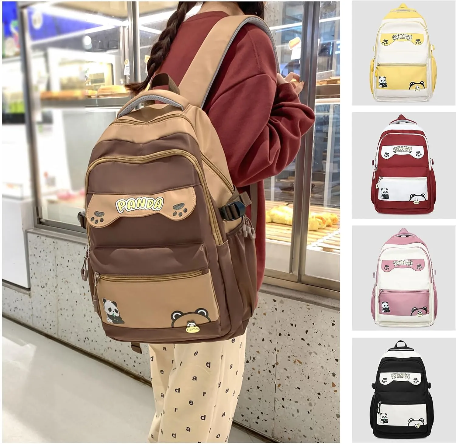 Teclado Kawaii Backpack 18.1 Inch Cute Bookbags Lightweight Laptop Bag Casual Travel Daypacks (Brown)