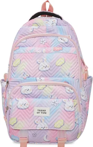 Teclado Kawaii Backpack 18.1 Inch Cute Bookbags Lightweight Laptop Bag Casual Travel Daypacks (Pink)