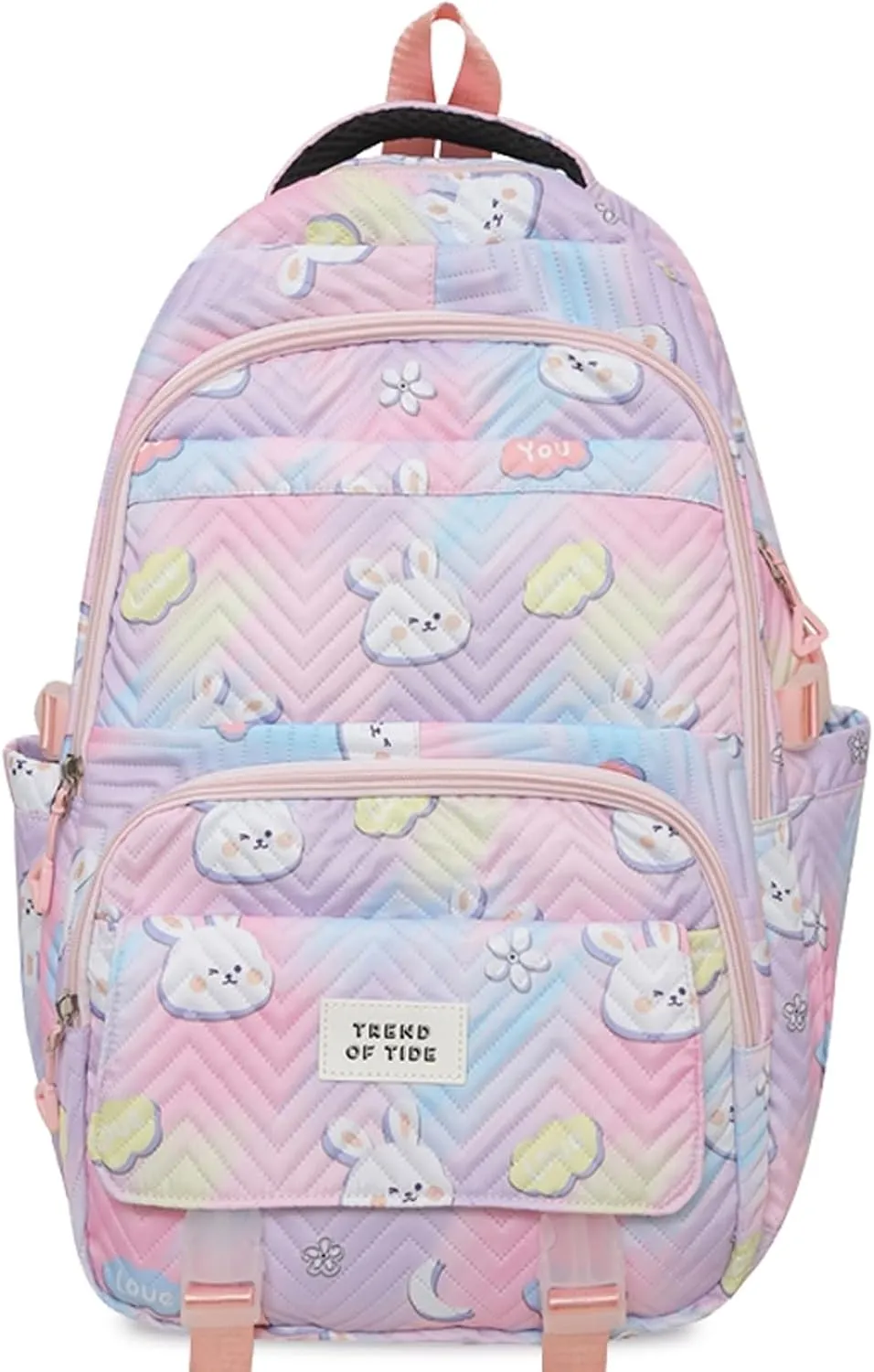Teclado Kawaii Backpack 18.1 Inch Cute Bookbags Lightweight Laptop Bag Casual Travel Daypacks (Pink)