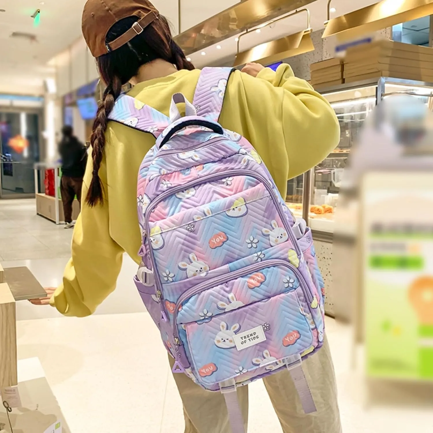 Teclado Kawaii Backpack 18.1 Inch Cute Bookbags Lightweight Laptop Bag Casual Travel Daypacks (Purple)