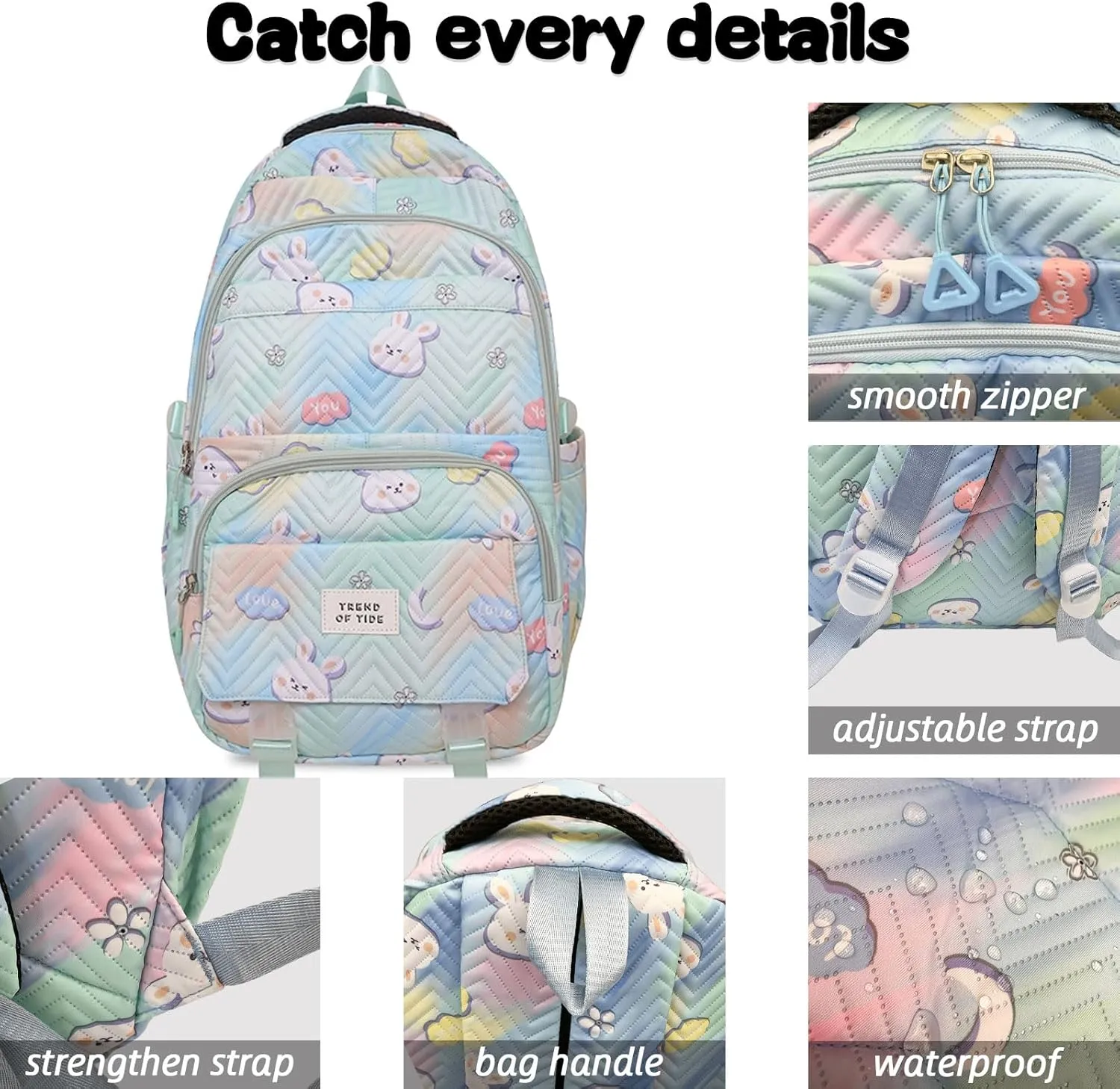 Teclado Kawaii Backpack 18.1 Inch Cute Bookbags Lightweight Laptop Bag Casual Travel Daypacks (Purple)