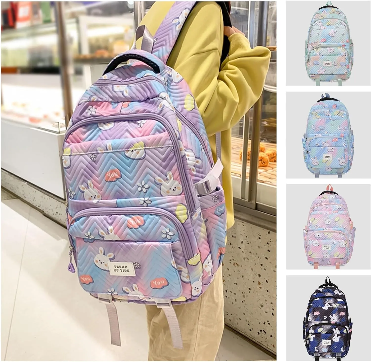 Teclado Kawaii Backpack 18.1 Inch Cute Bookbags Lightweight Laptop Bag Casual Travel Daypacks (Purple)