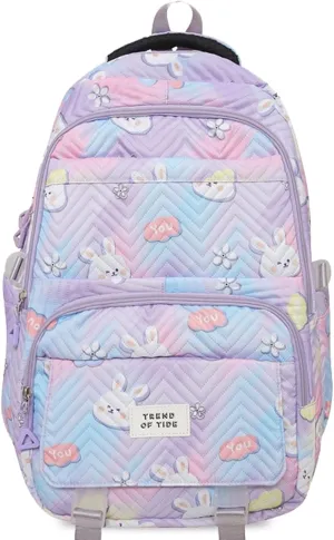 Teclado Kawaii Backpack 18.1 Inch Cute Bookbags Lightweight Laptop Bag Casual Travel Daypacks (Purple)