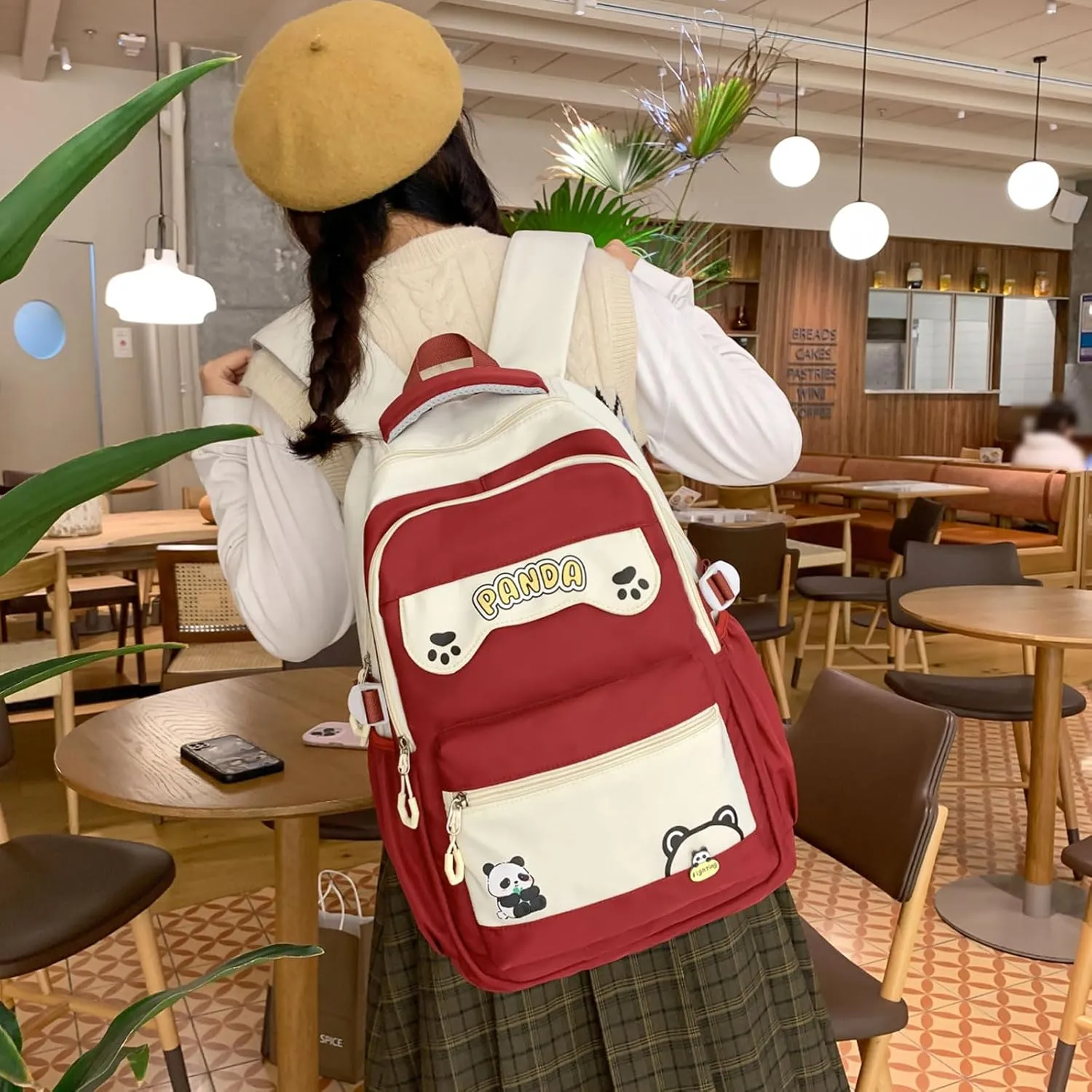 Teclado Kawaii Backpack 18.1 Inch Cute Bookbags Lightweight Laptop Bag Casual Travel Daypacks (Red)
