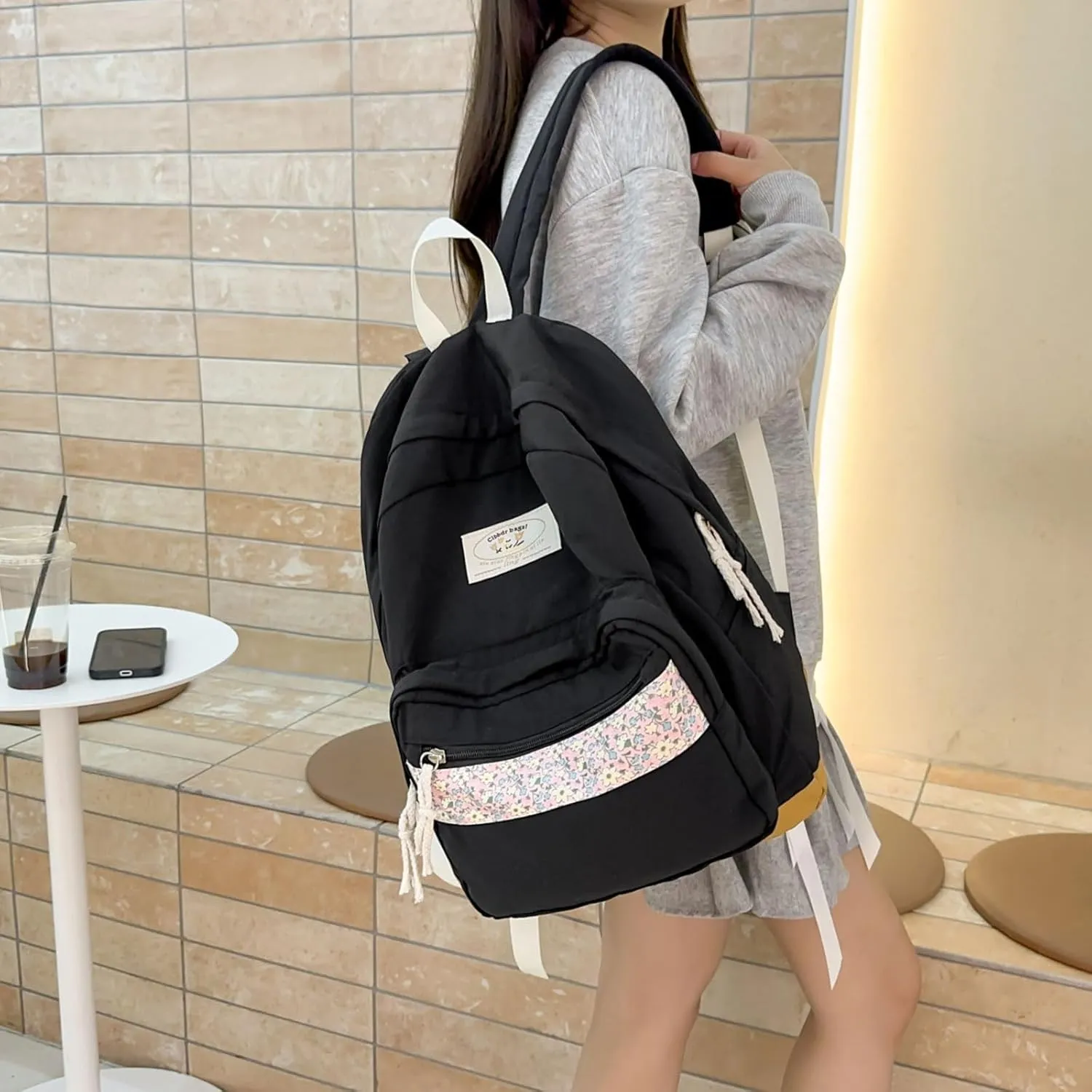 Teclado Kawaii Backpack Casual Bookbags Cute Lightweight Laptop Bag Travel Daypacks (Black)