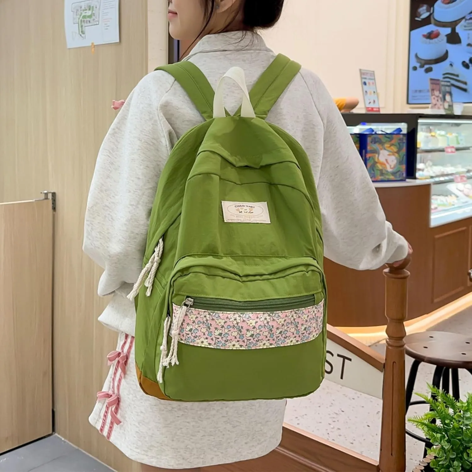 Teclado Kawaii Backpack Casual Bookbags Cute Lightweight Laptop Bag Travel Daypacks (Green)