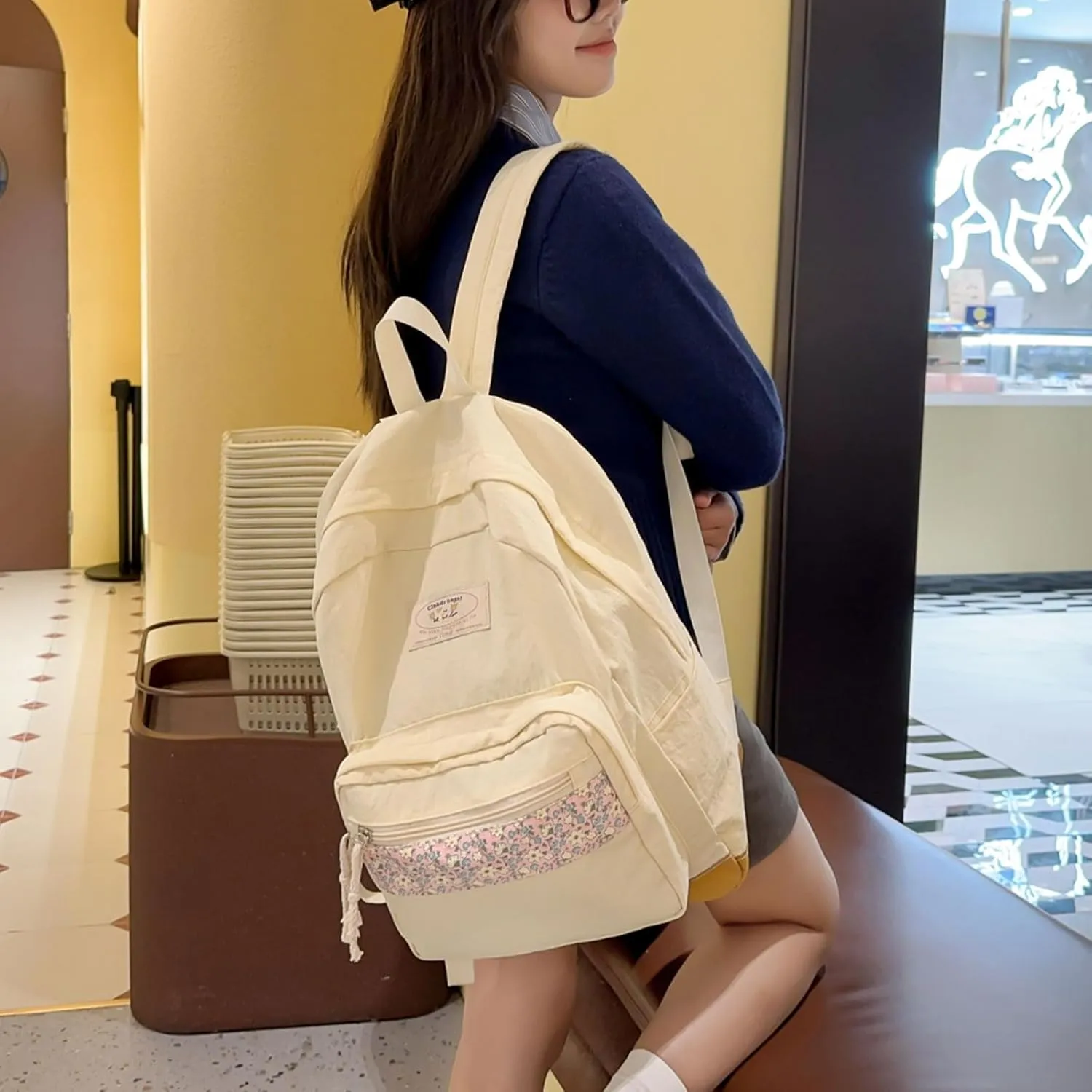 Teclado Kawaii Backpack Casual Bookbags Cute Lightweight Laptop Bag Travel Daypacks (White)