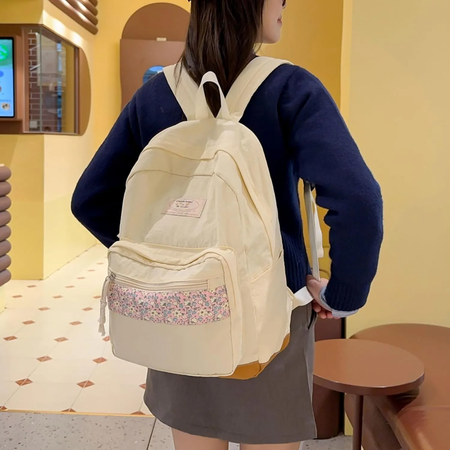Teclado Kawaii Backpack Casual Bookbags Cute Lightweight Laptop Bag Travel Daypacks (White)