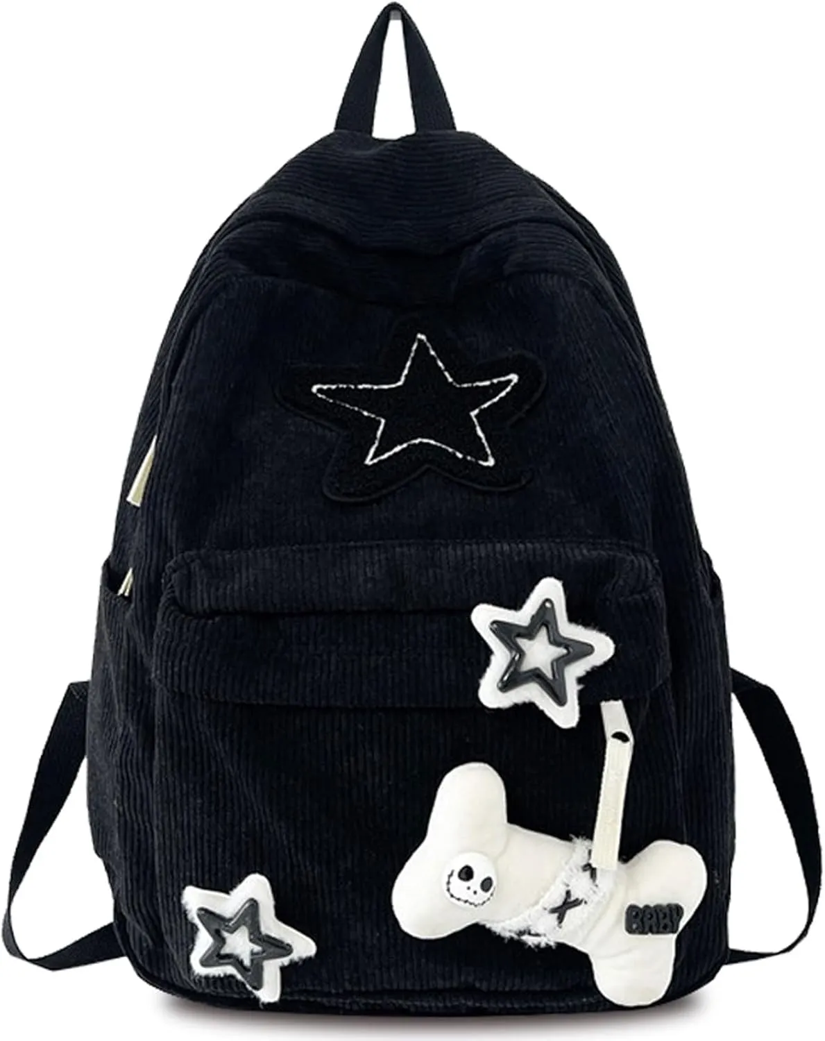 Teclado Kawaii Backpack Star Bone Pattern 16.1 Inch Cute Bookbags Lightweight Laptop Bag Travel Daypacks (Black)