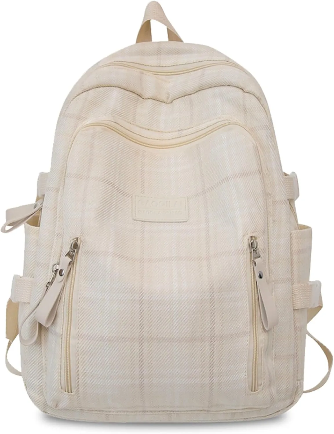 Teclado Plaid Backpack Vintage Casual Bookbags Lightweight Travel Daypacks (White)