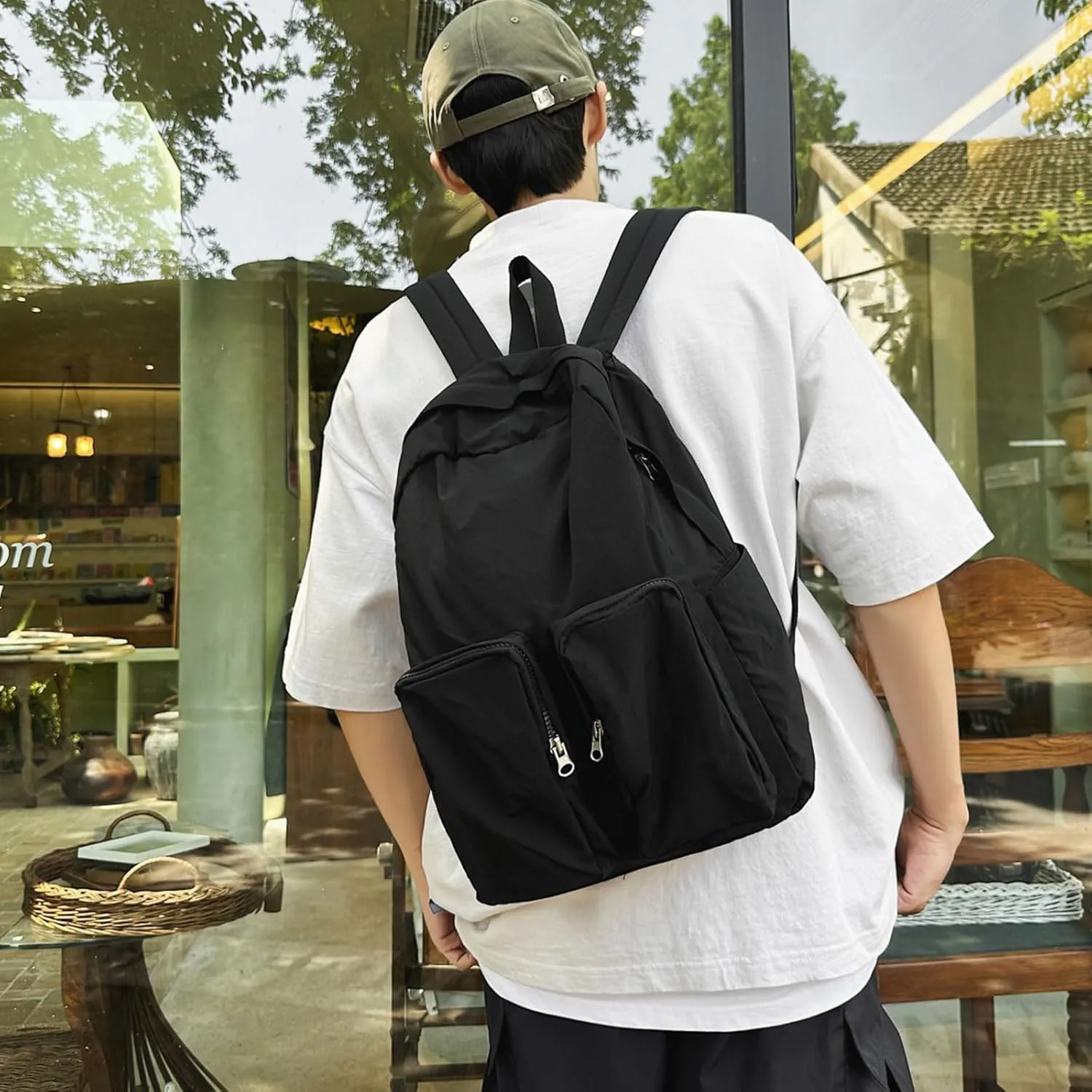 Teclado Plain Backpack Casual Bookbags Quick Drying Lightweight Gym Sports Laptop Bag Outdoor Travel Daypacks (Black)