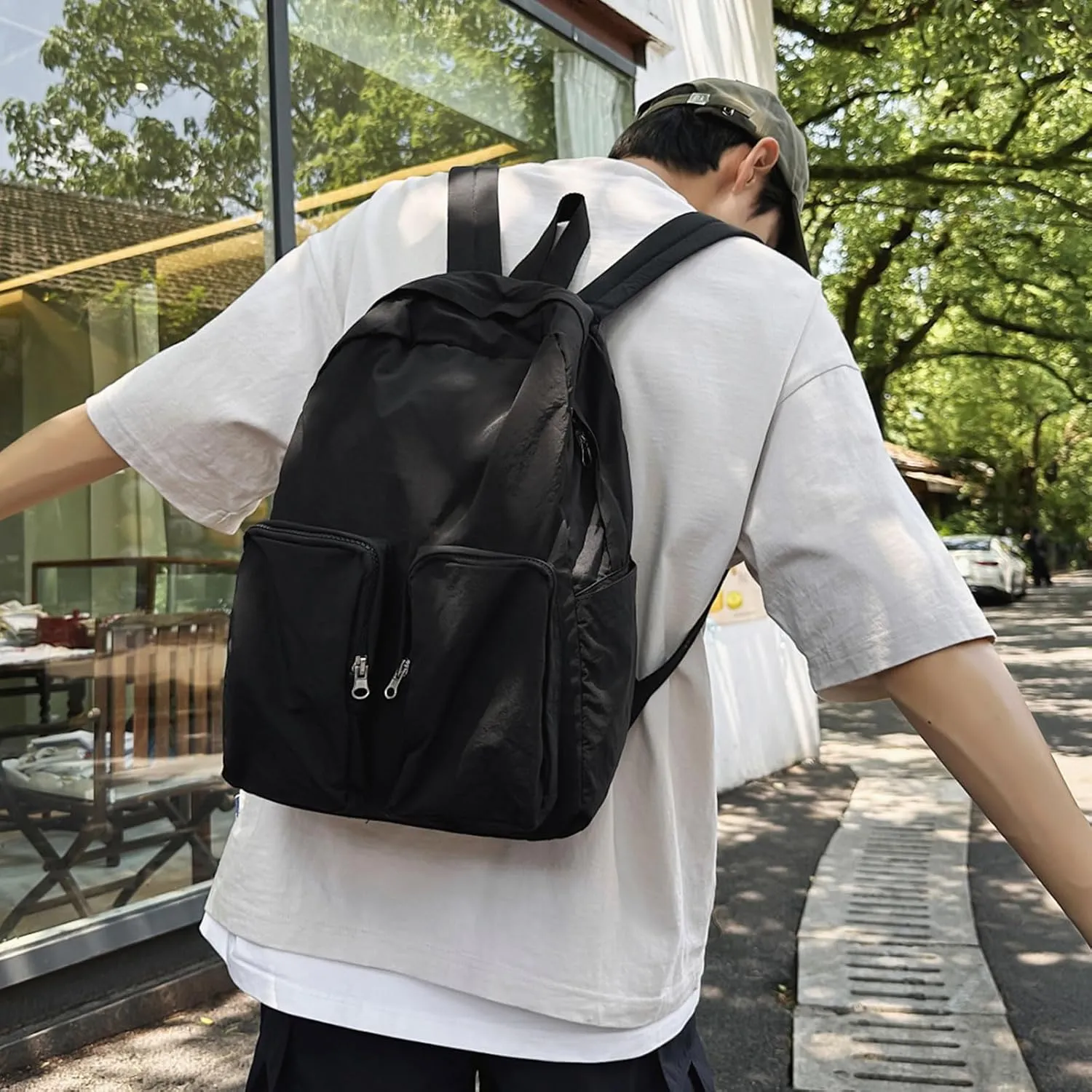 Teclado Plain Backpack Casual Bookbags Quick Drying Lightweight Gym Sports Laptop Bag Outdoor Travel Daypacks (Black)