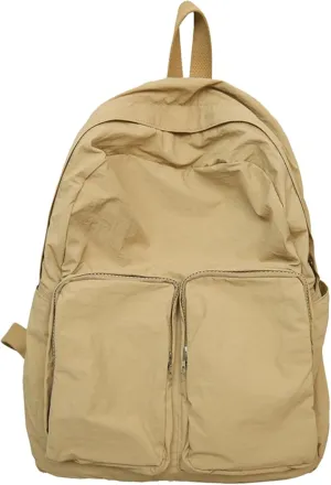 Teclado Plain Backpack Casual Bookbags Quick Drying Lightweight Gym Sports Laptop Bag Outdoor Travel Daypacks (Khaki)