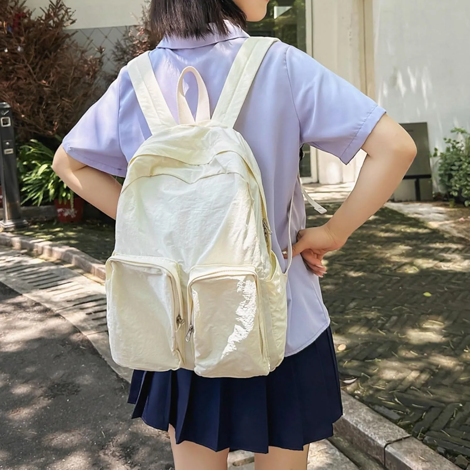 Teclado Plain Backpack Casual Bookbags Quick Drying Lightweight Gym Sports Laptop Bag Outdoor Travel Daypacks (White)