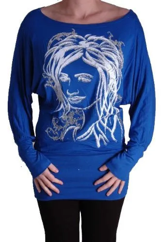 Venice Face Print Batwing Tops