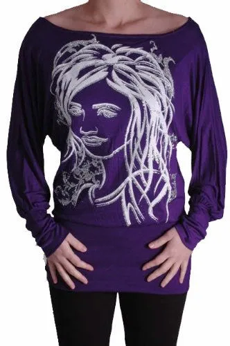 Venice Face Print Batwing Tops