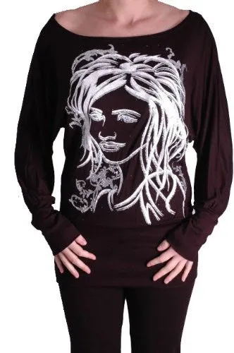 Venice Face Print Batwing Tops