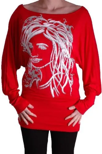 Venice Face Print Batwing Tops