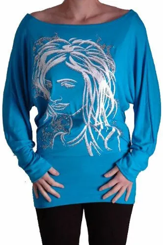Venice Face Print Batwing Tops
