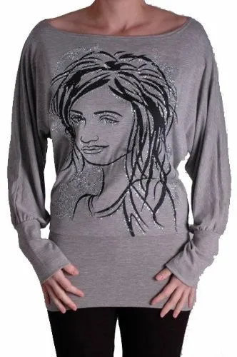 Venice Face Print Batwing Tops