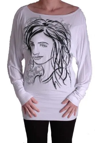 Venice Face Print Batwing Tops