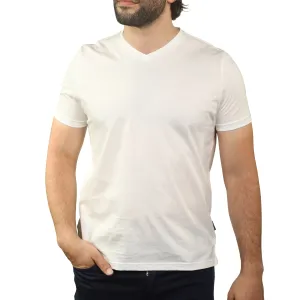 White Mercerized Cotton V-Neck T-Shirt