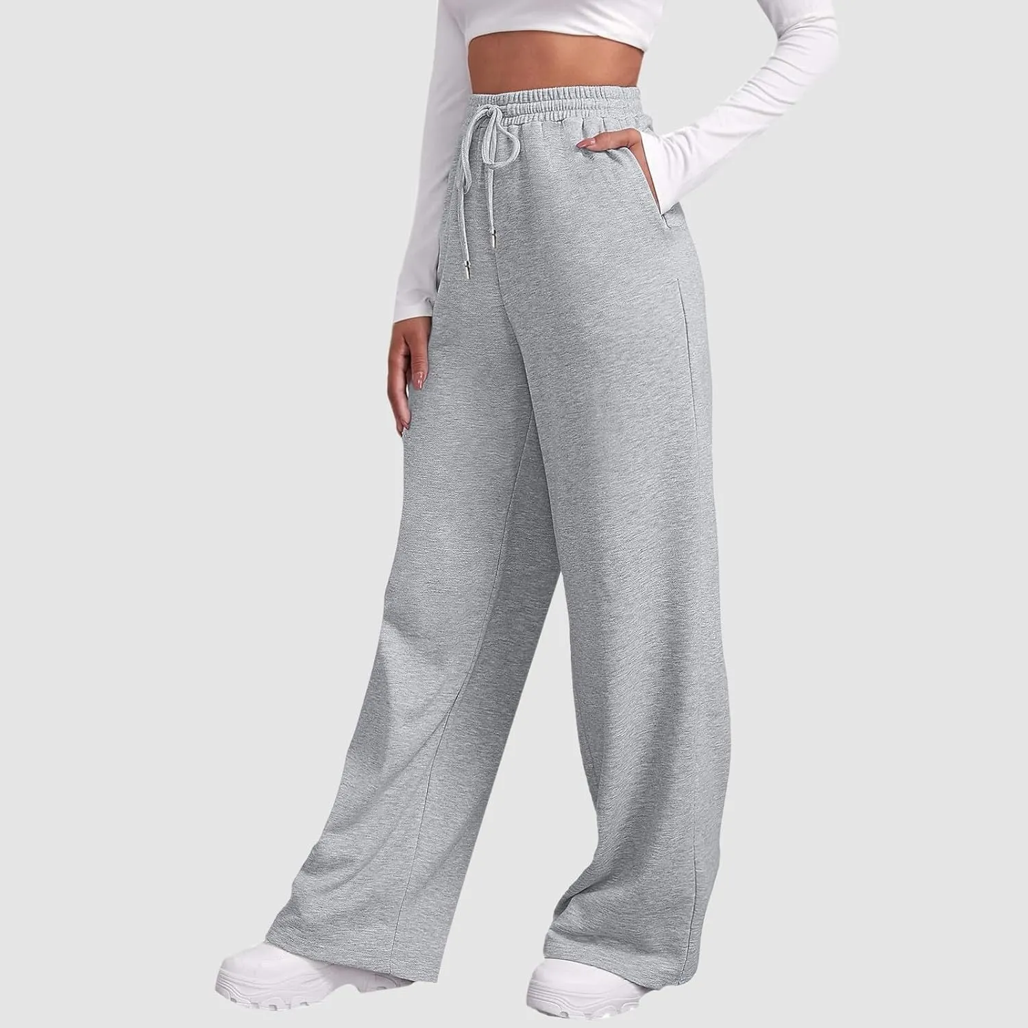Wide Leg Sweatpants Women 2024 High Waist Casual Joggers with Pockets Loose Lightweight Soft Comfy Straight Yoga Sweat Pants