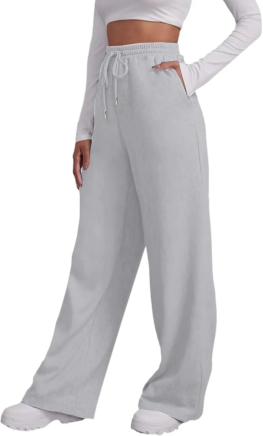 Wide Leg Sweatpants Women 2024 High Waist Casual Joggers with Pockets Loose Lightweight Soft Comfy Straight Yoga Sweat Pants