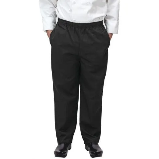 Winco UNF-2KS Black Small Relaxed Fit Chef Pants for Comfortable Kitchen Wear | Denson CFE