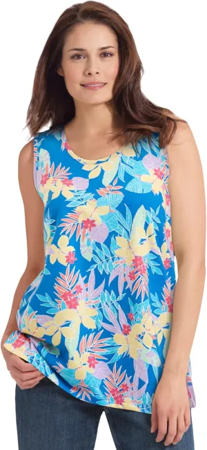 Woman Within Plus Size Perfect Printed Scoopneck Tank