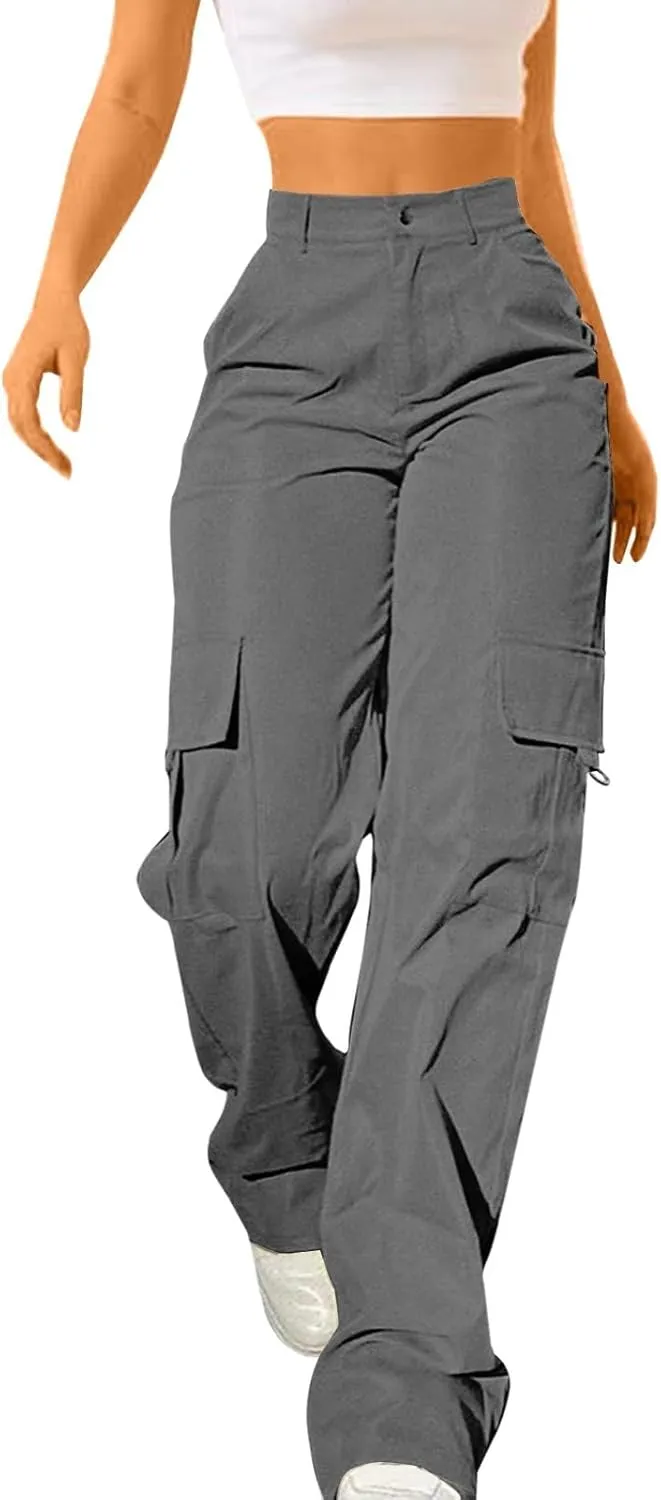 Women Cargo Pants High Waist Wide Leg Casual Baggy Work Pant Palazzo Lounge Tousers Going Out Outfits with Pockets