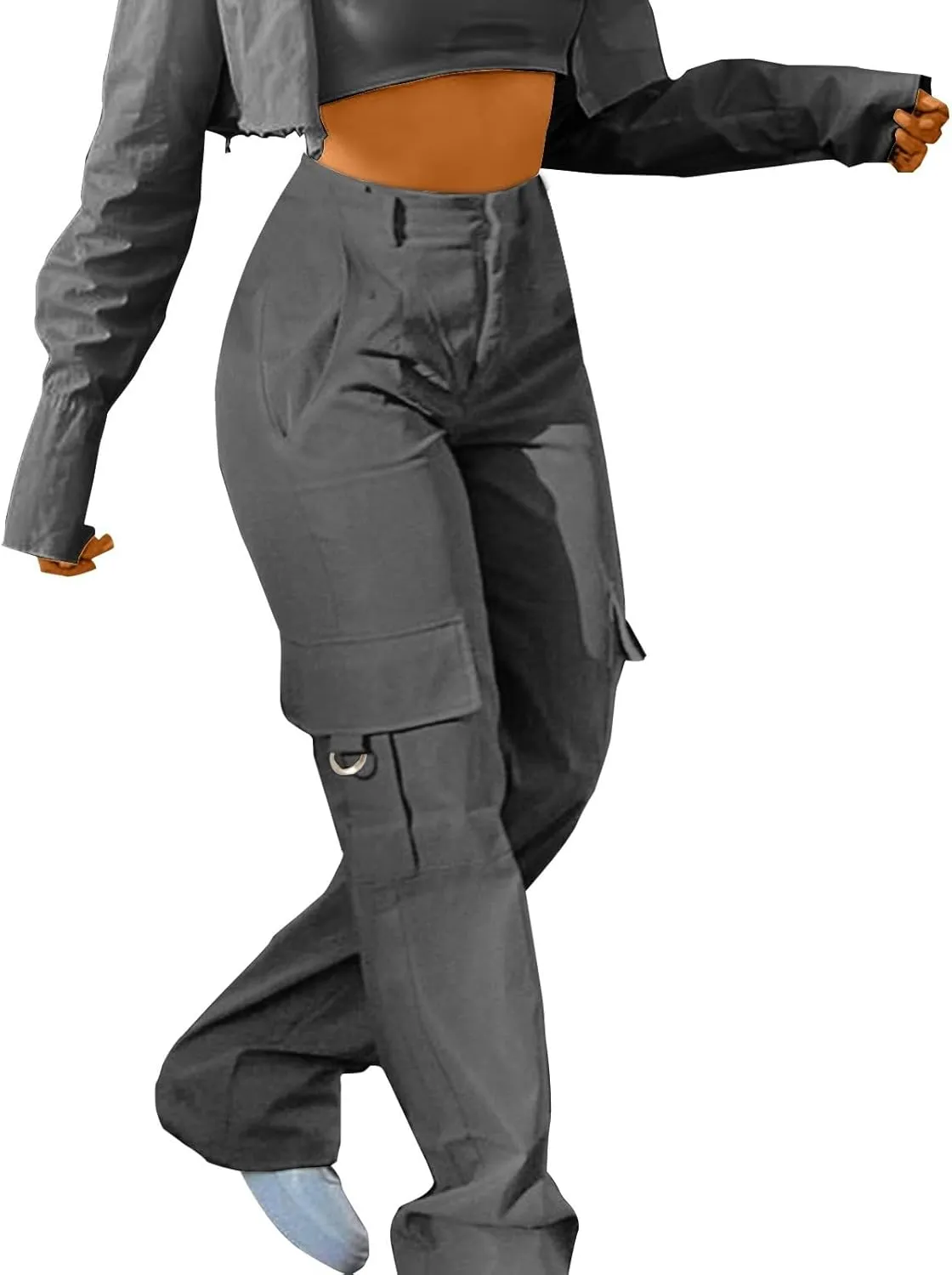 Women Cargo Pants High Waist Wide Leg Casual Baggy Work Pant Palazzo Lounge Tousers Going Out Outfits with Pockets