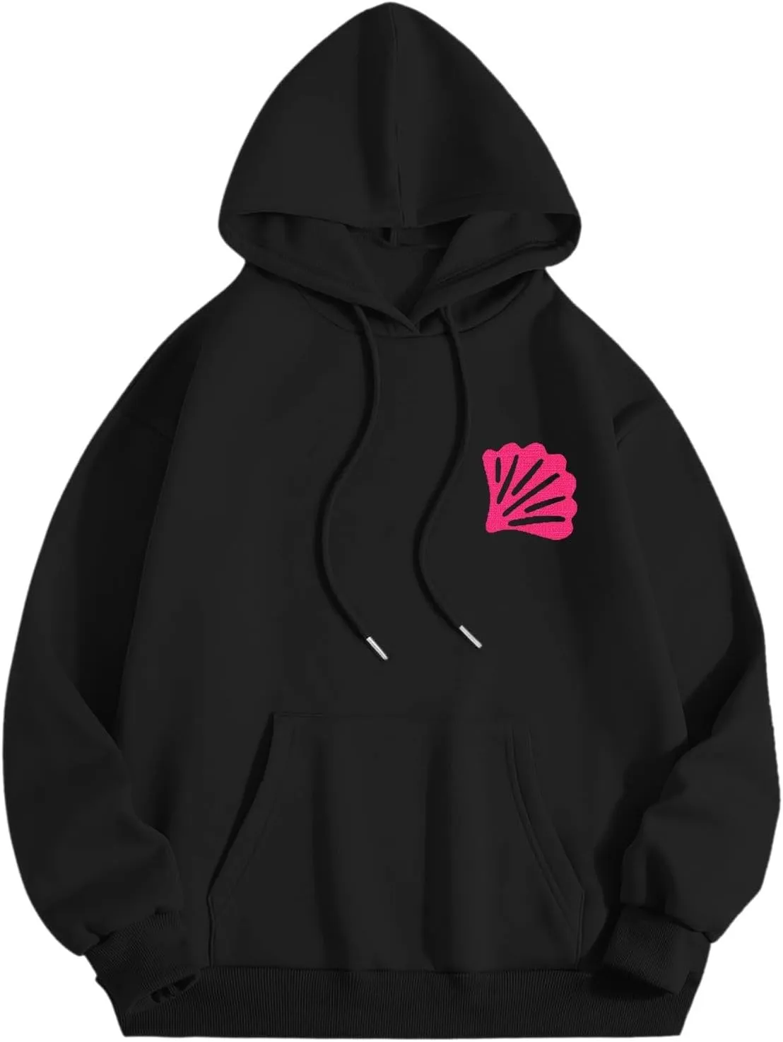 Women Cute Flower Print Hoodie Comfy Preppy Hooded Sweatshirt for Teen Girls Long Sleeve Drawstring Oversized Pullover Tops