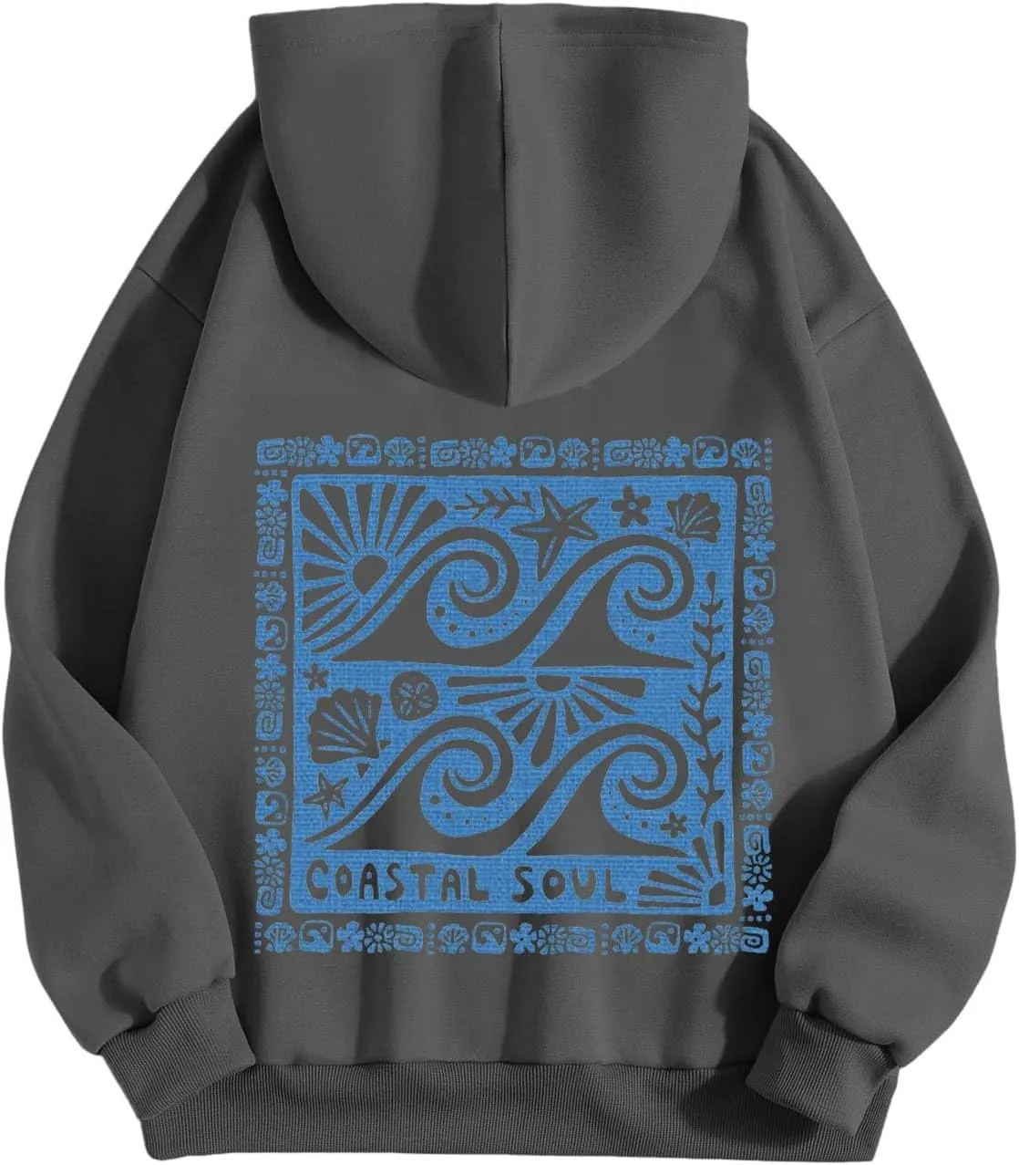 Women Cute Flower Print Hoodie Comfy Preppy Hooded Sweatshirt for Teen Girls Long Sleeve Drawstring Oversized Pullover Tops