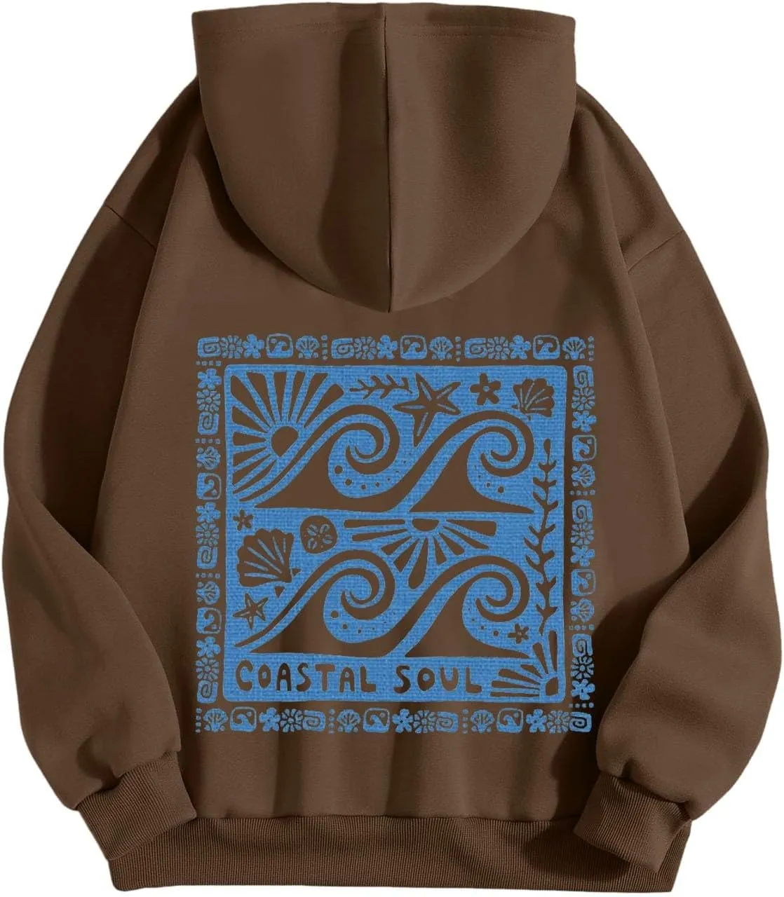 Women Cute Flower Print Hoodie Comfy Preppy Hooded Sweatshirt for Teen Girls Long Sleeve Drawstring Oversized Pullover Tops