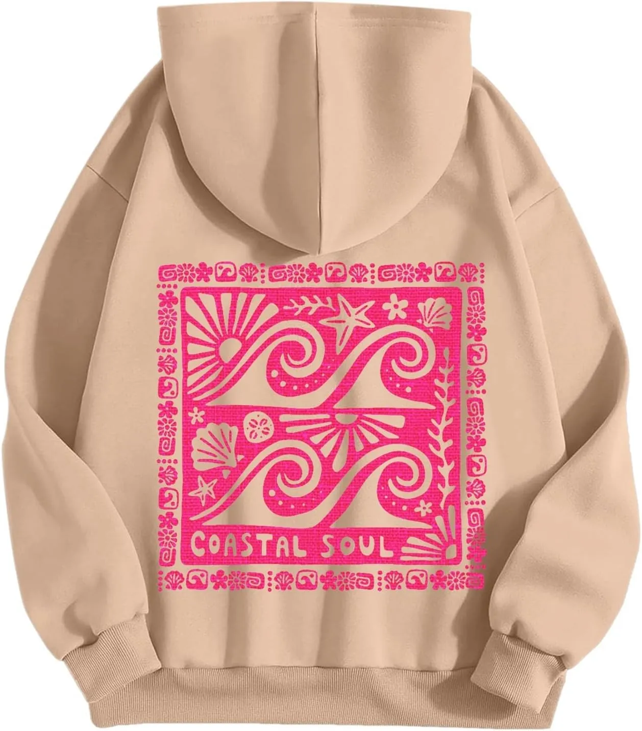 Women Cute Flower Print Hoodie Comfy Preppy Hooded Sweatshirt for Teen Girls Long Sleeve Drawstring Oversized Pullover Tops
