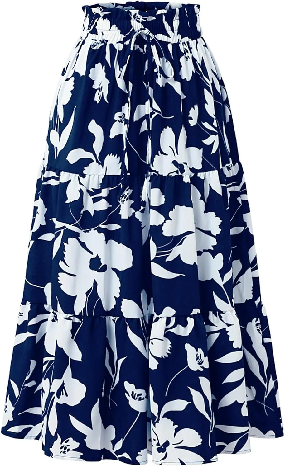 Women Floral Midi Skirt Aline Pleated Long Skirt Summer Boho Skirt