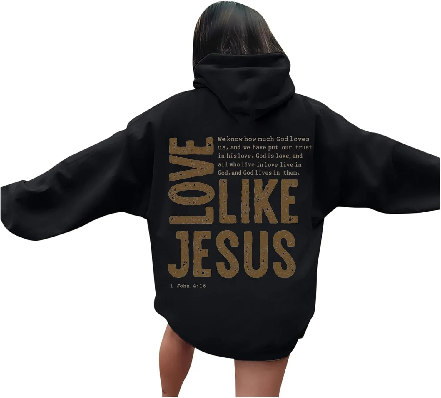 Women Love Like Jesus Religious God Jesus Sweatshirts Hooded Bible Verse Oversize Comfort Inspirational Letter Cross