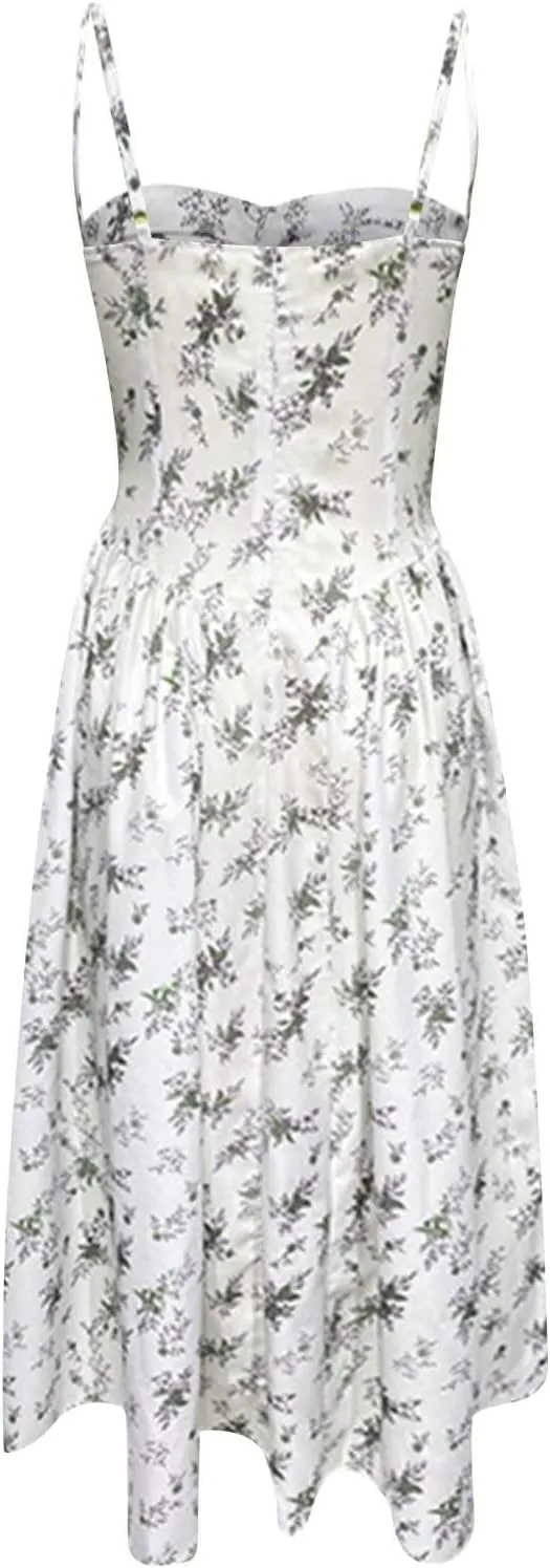 Women Sexy Sleeveless Off Shoulder Cami Dress Spaghetti Strap Corset Dress High Waist Casual Midi Evening Dress