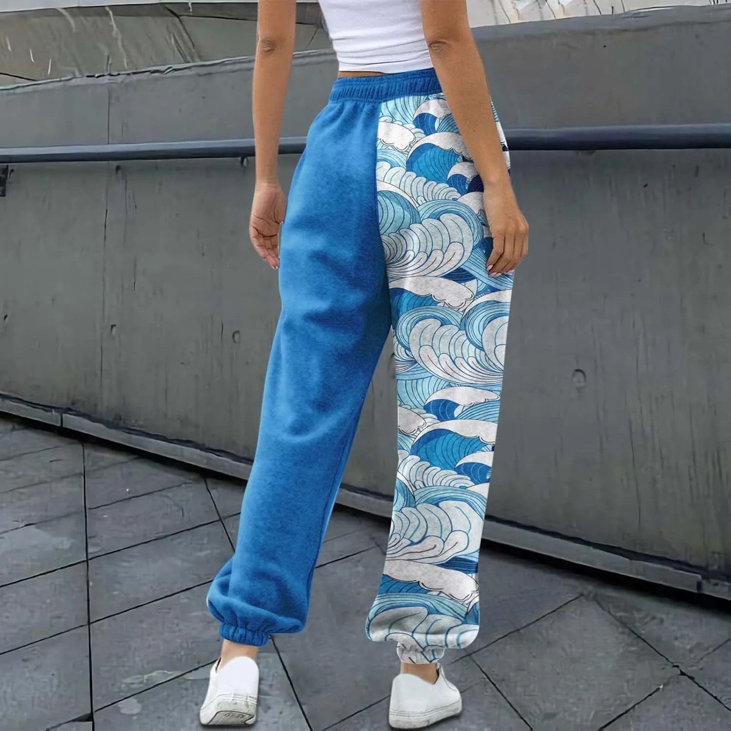 Women Stretch Trousers Women's Sweatpants Elastic Drawstring High Waist Artistic Patterns Super Soft Active Trousers