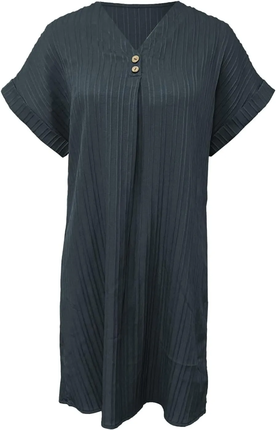 Women Summer Dresses 2024 Button V Neck Cap Sleeve Beach Sundress Casual Swing A Line Short Mini Dress