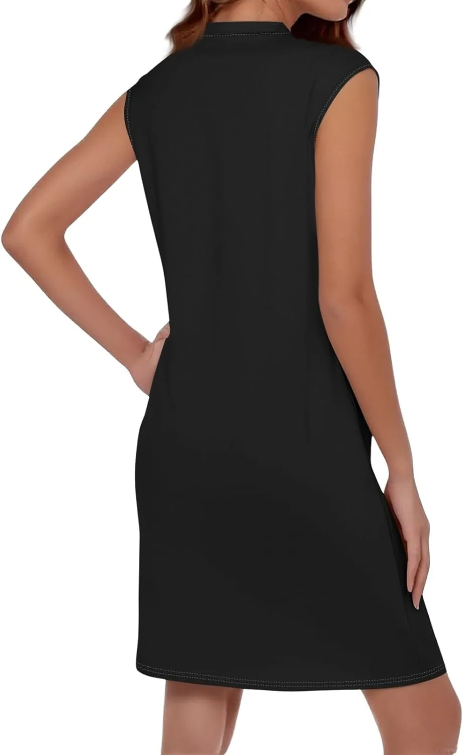 Women Summer Dresses Casual Floral Sundresses Crew Neck Beach T Shirt Dresses Sleeveless Loose Tank Dress with Pockets
