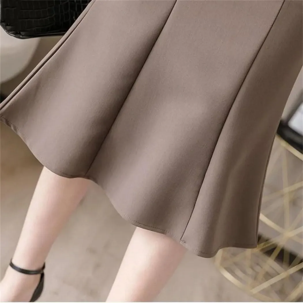Women Summer Fashion Wrap Hip Slim Fit Mermaid Skirts Office Ladies High Waisted Zipper Casual Suit Skirt