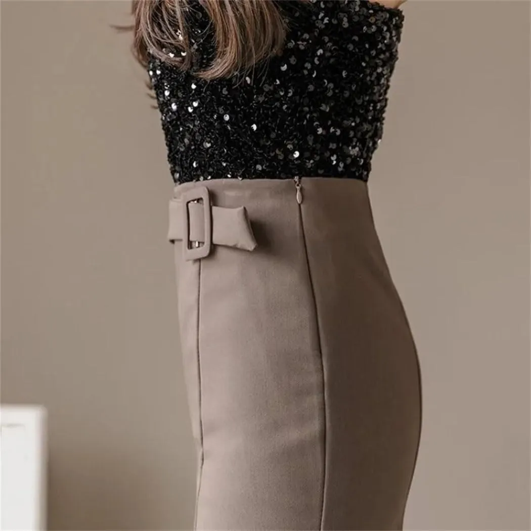 Women Summer Fashion Wrap Hip Slim Fit Mermaid Skirts Office Ladies High Waisted Zipper Casual Suit Skirt
