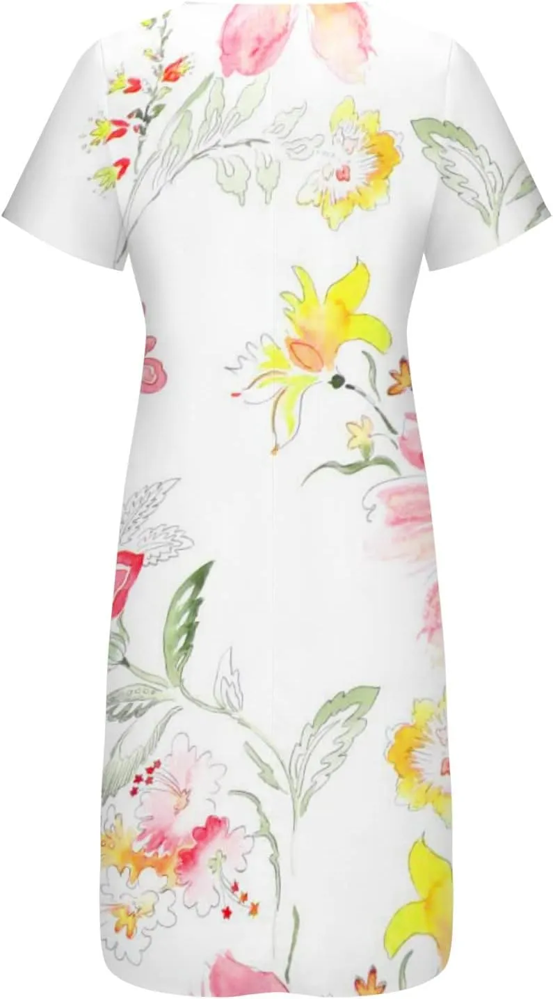 Women's 2025 Sundresses Casual Summer Tank Dress V Neck Sleeveless Button Down Midi Floral Beach Dress with Pockets