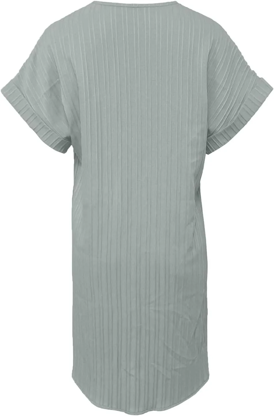 Womens Casual Shirt Dress Cap Sleeve Solid Color Button V Neck Shift Summer Dresses with Pockets