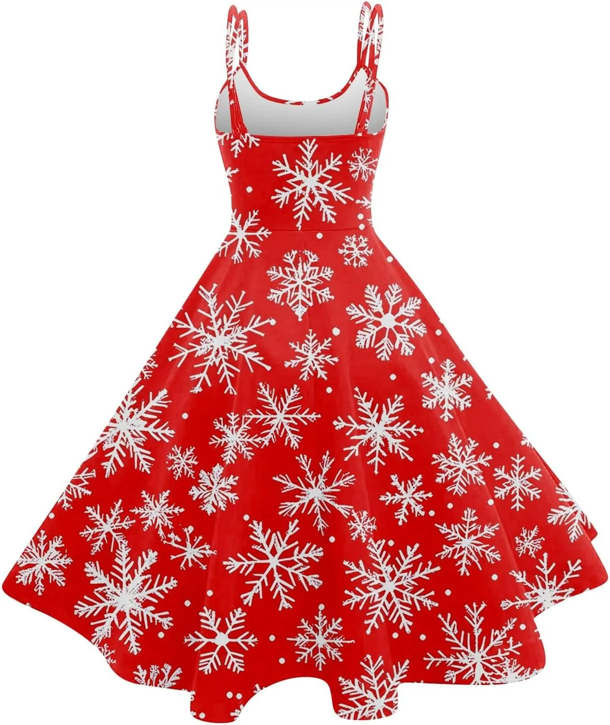 Women's Christmas Dress 1950S Retro Sleeveless Spaghetti Strap Party Dress 2024 Trendy Swing A-Line Flare Dresses